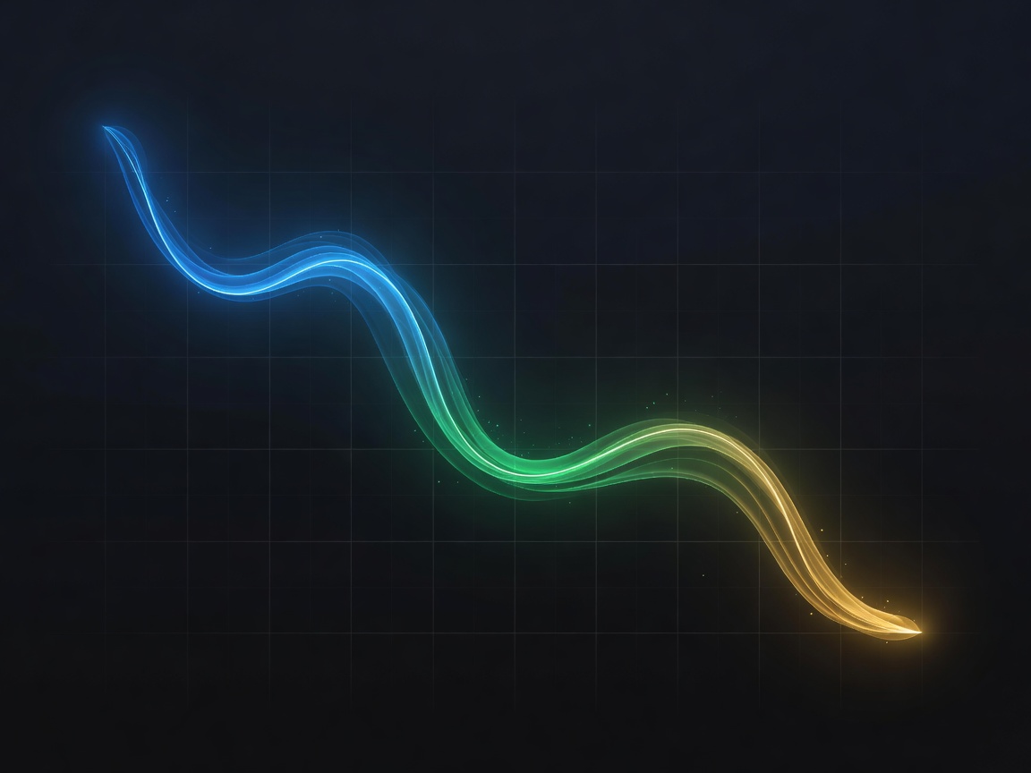Abstract glowing graph representing energy consumption going down over time